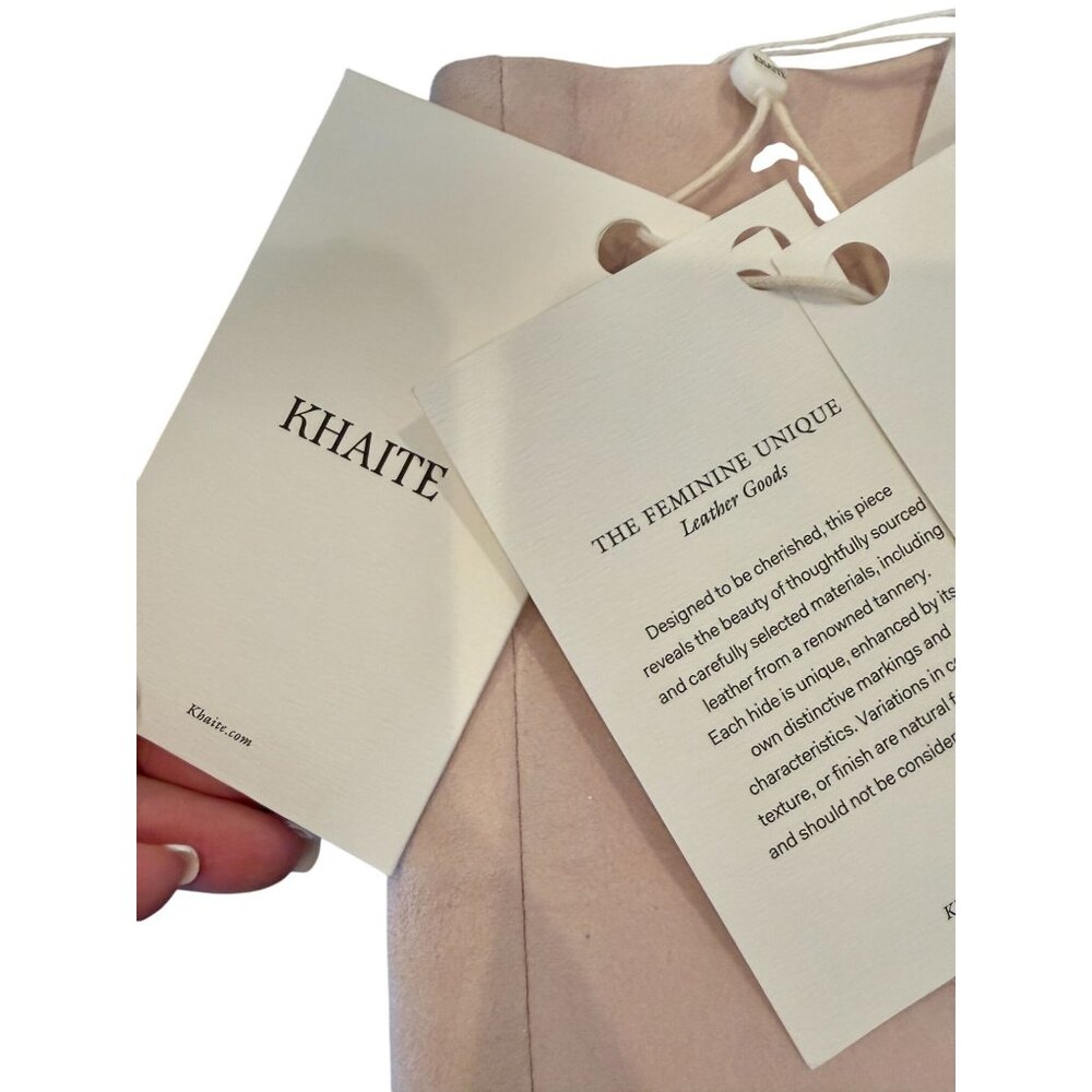 Khaite Jett suede mini skirt Soft Pink NWT - Size 2 - Picture 9 of 10